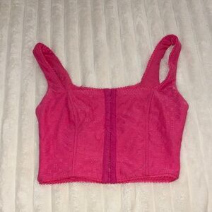 Princess Polly Pink Lace Crop Top